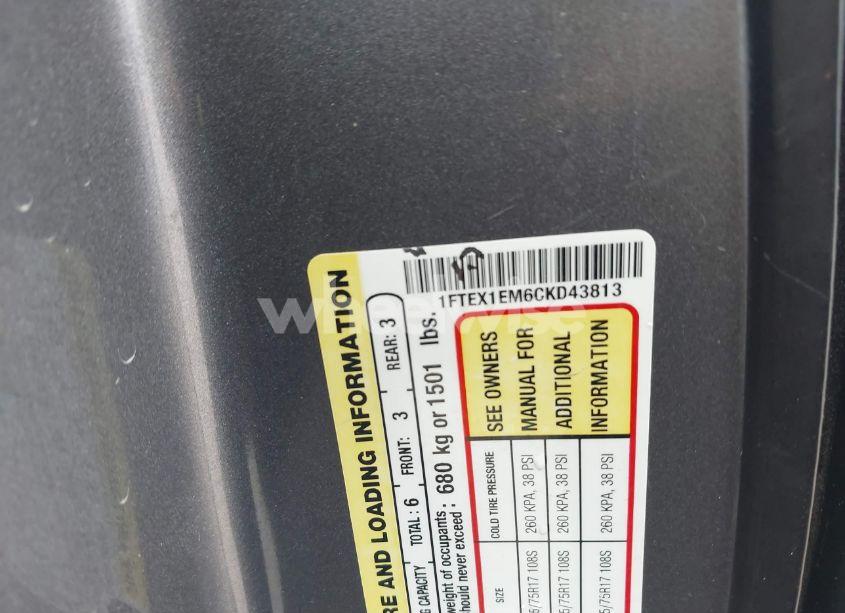 Photo 9 of 2012 Ford F-150 XL (VIN 1FTEX1EM6CKD43813)