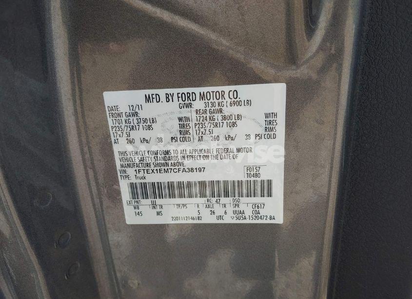 Photo 9 of 2012 Ford F-150 XLT (VIN 1FTEX1EM7CFA38197)