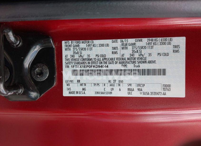 Photo 9 of 2015 Ford F-150 XLT (VIN 1FTEX1EP0FKD94044)