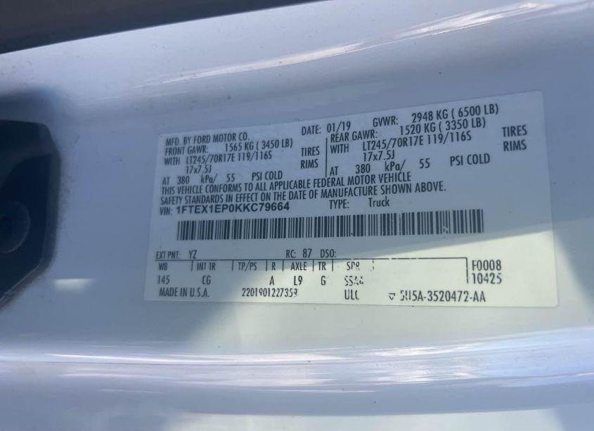 Photo 9 of 2019 Ford F-150 XL (VIN 1FTEX1EP0KKC79664)