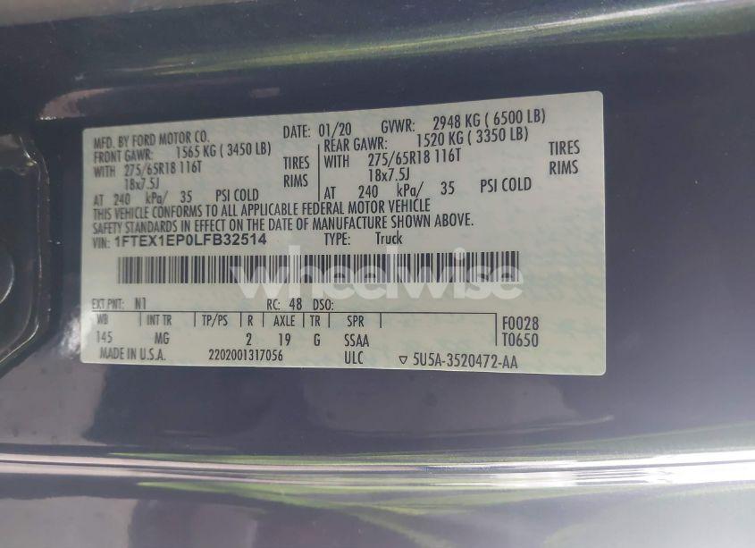 Photo 9 of 2020 Ford F-150 XLT (VIN 1FTEX1EP0LFB32514)