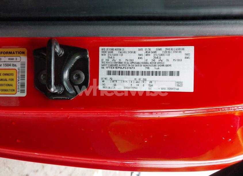 Photo 9 of 2020 Ford F-150 XL (VIN 1FTEX1EP0LFC31673)