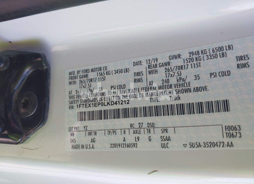 Photo 9 of 2020 Ford F-150 XL (VIN 1FTEX1EP0LKD41212)