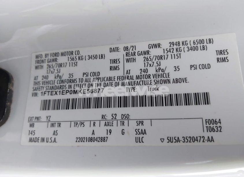 Photo 7 of 2021 Ford F-150 XL (VIN 1FTEX1EP0MKE56877)