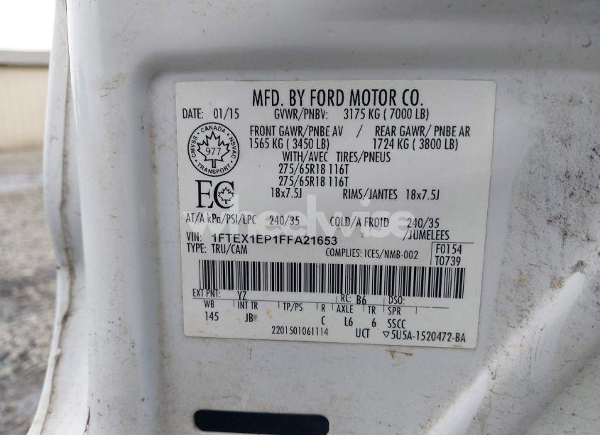 Photo 9 of 2015 Ford F-150 XLT (VIN 1FTEX1EP1FFA21653)