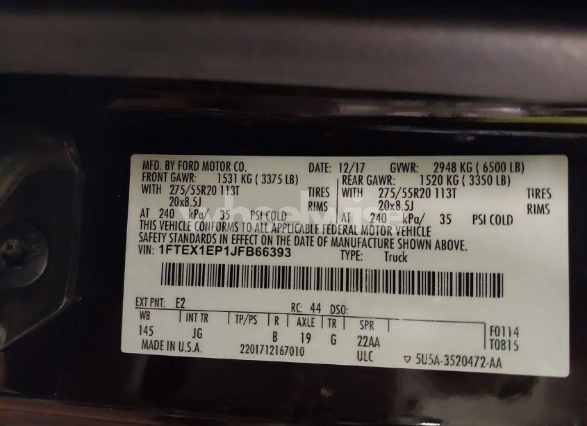 Photo 9 of 2018 Ford F-150 XL (VIN 1FTEX1EP1JFB66393)