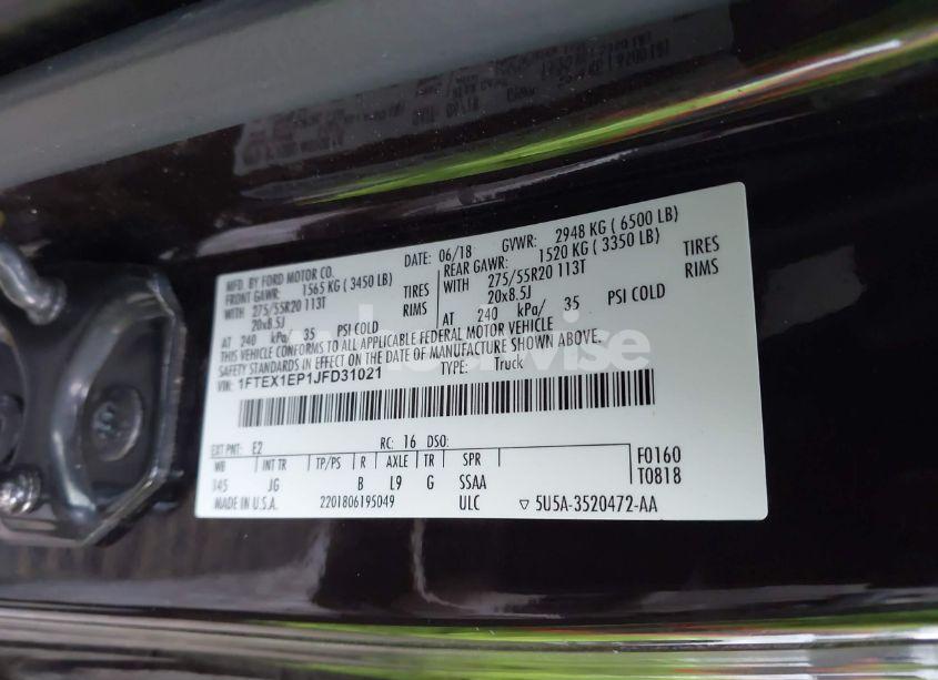 Photo 9 of 2018 Ford F-150 XL (VIN 1FTEX1EP1JFD31021)