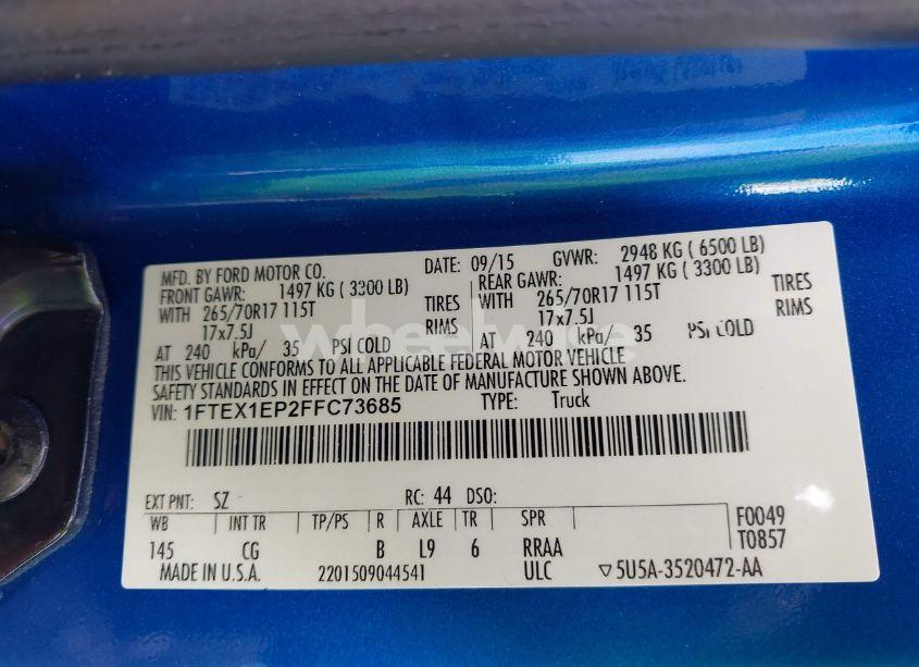 Photo 9 of 2015 Ford F-150 XL (VIN 1FTEX1EP2FFC73685)