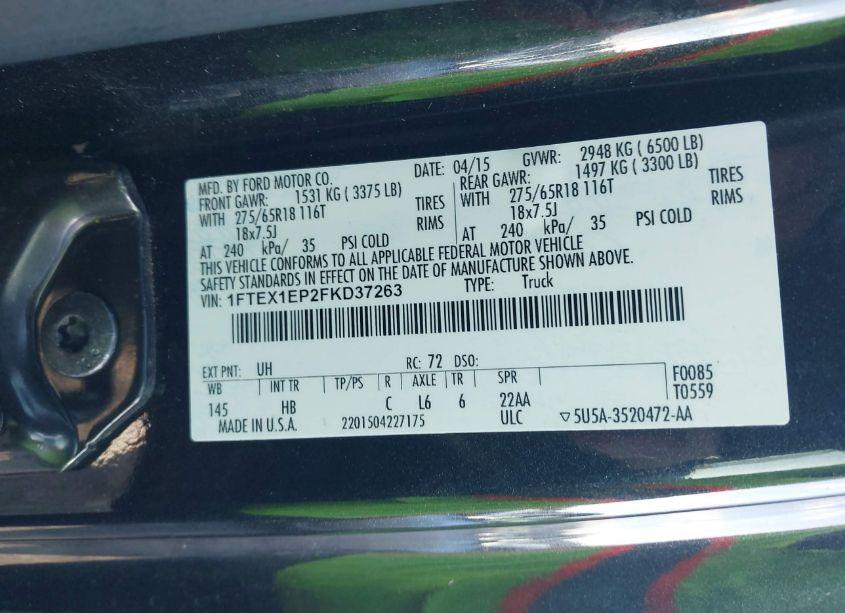 Photo 9 of 2015 Ford F-150 LARIAT (VIN 1FTEX1EP2FKD37263)