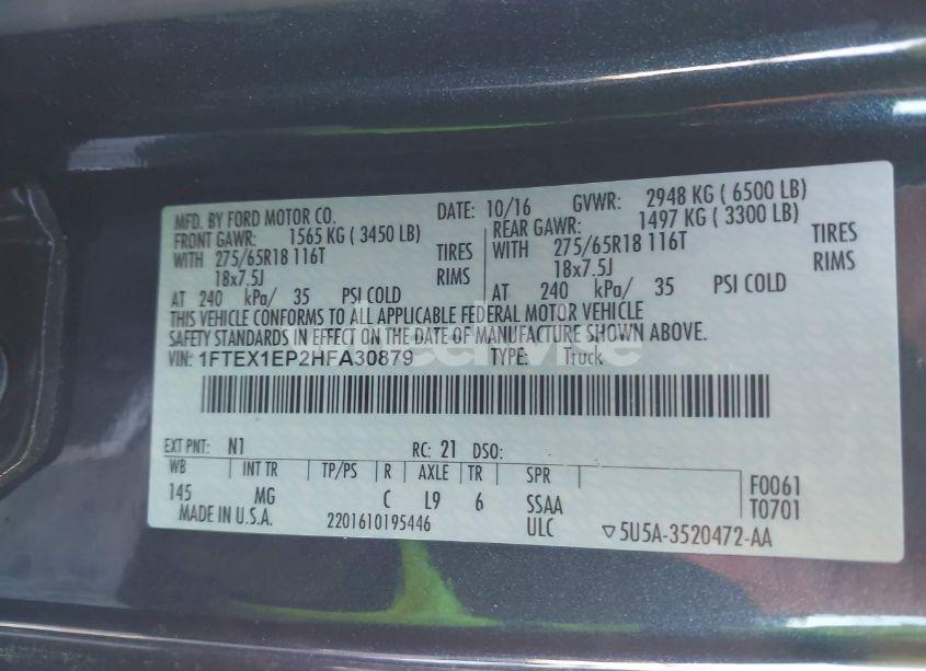 Photo 9 of 2017 Ford F-150 XLT (VIN 1FTEX1EP2HFA30879)