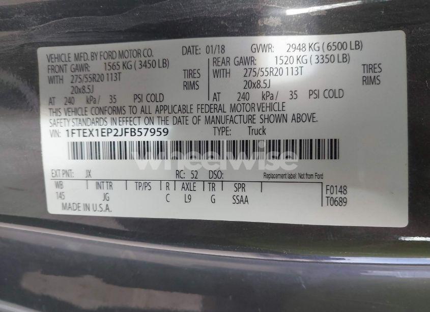 Photo 9 of 2018 Ford F-150 XL (VIN 1FTEX1EP2JFB57959)