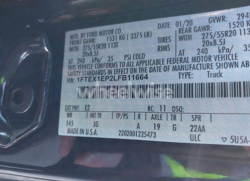 Photo 9 of 2020 Ford F-150 XL (VIN 1FTEX1EP2LFB11664)