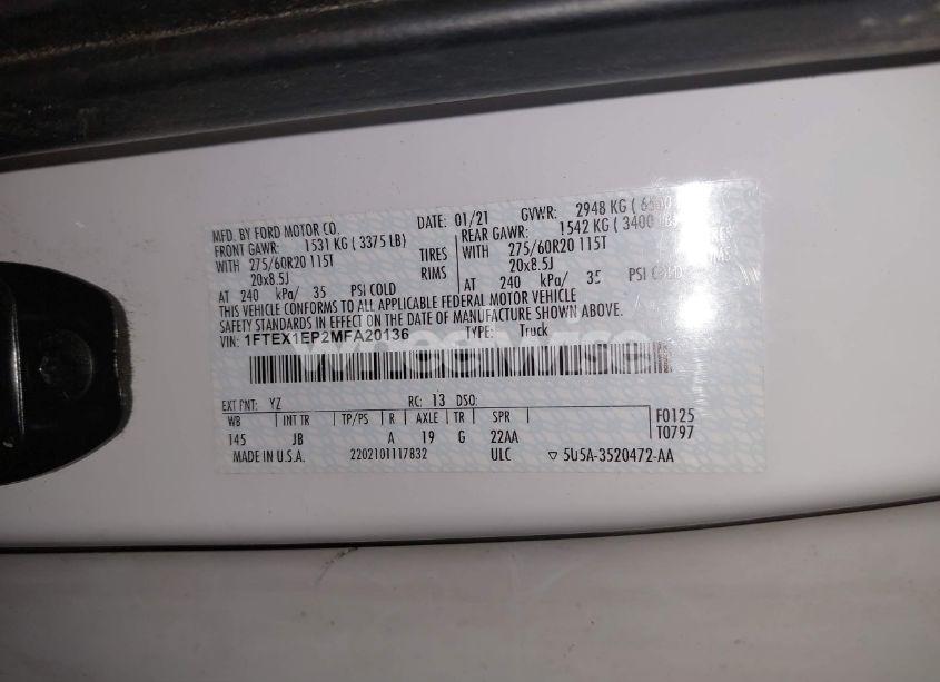 Photo 9 of 2021 Ford F-150 XL (VIN 1FTEX1EP2MFA20136)