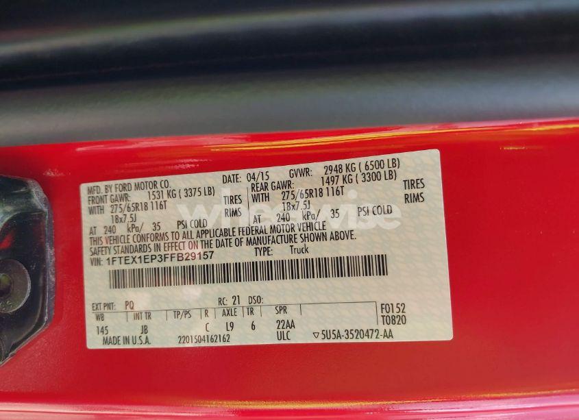 Photo 9 of 2015 Ford F-150 XLT (VIN 1FTEX1EP3FFB29157)