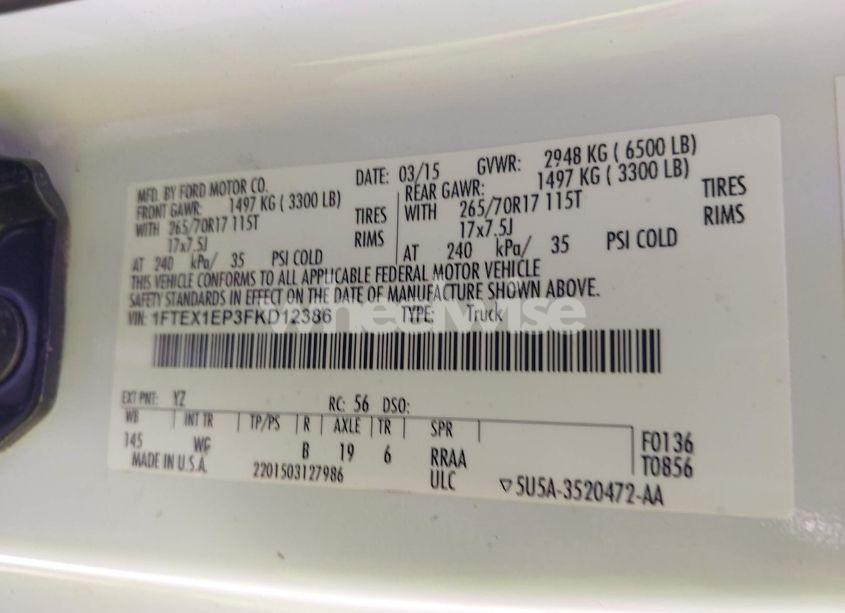 Photo 9 of 2015 Ford F-150 XL (VIN 1FTEX1EP3FKD12386)