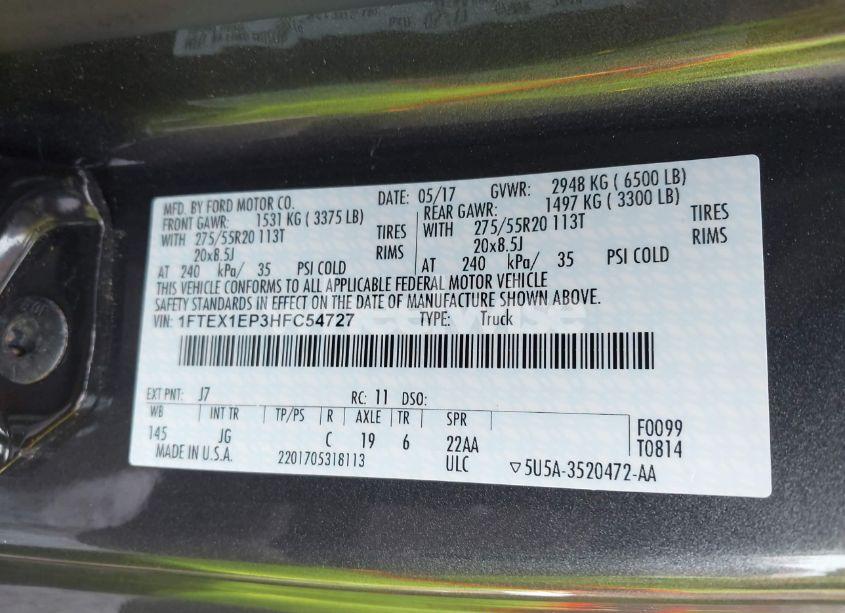 Photo 9 of 2017 Ford F-150 XL (VIN 1FTEX1EP3HFC54727)