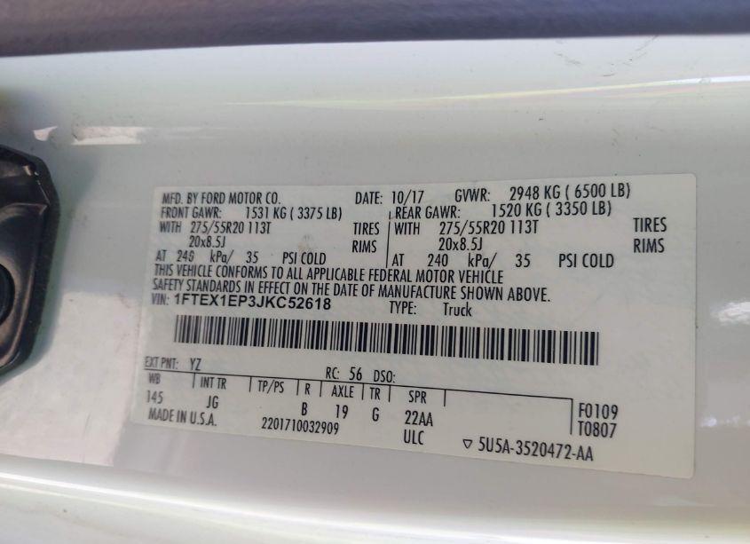 Photo 9 of 2018 Ford F-150 XL (VIN 1FTEX1EP3JKC52618)