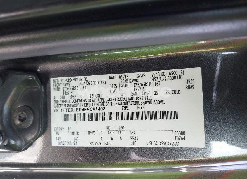 Photo 9 of 2015 Ford F-150 XLT (VIN 1FTEX1EP4FFC81402)