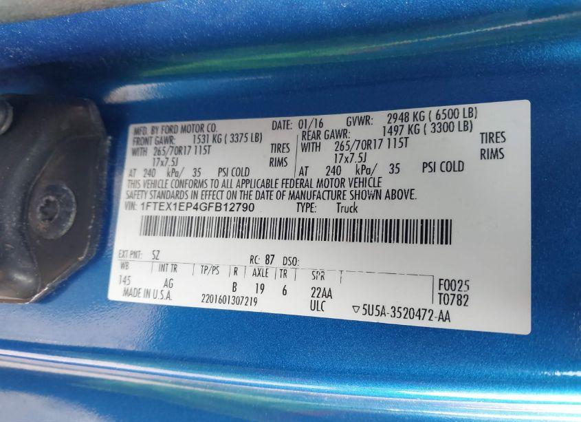 Photo 9 of 2016 Ford F-150 XL (VIN 1FTEX1EP4GFB12790)