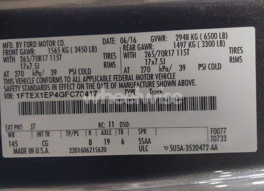 Photo 9 of 2016 Ford F-150 XL (VIN 1FTEX1EP4GFC70417)