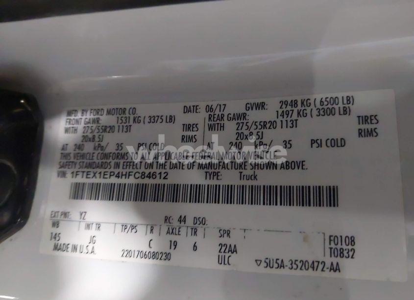Photo 9 of 2017 Ford F-150 XL (VIN 1FTEX1EP4HFC84612)