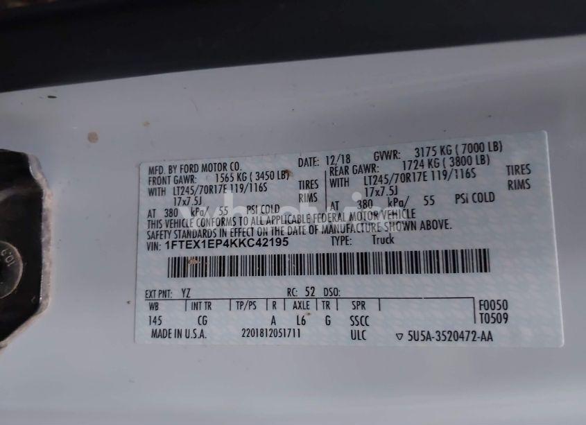 Photo 9 of 2019 Ford F-150 XL (VIN 1FTEX1EP4KKC42195)