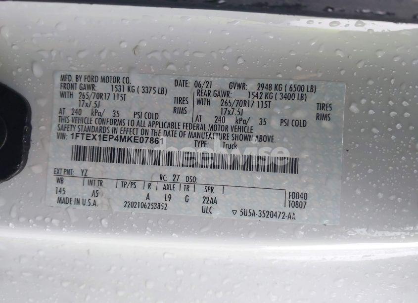 Photo 9 of 2021 Ford F-150 XL (VIN 1FTEX1EP4MKE07861)