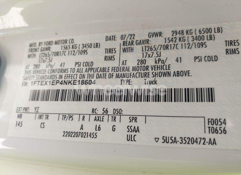 Photo 9 of 2022 Ford F-150 XL (VIN 1FTEX1EP4NKE18604)