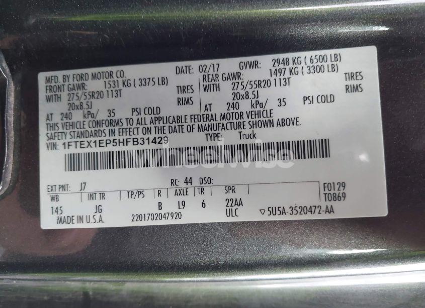 Photo 9 of 2017 Ford F-150 XL (VIN 1FTEX1EP5HFB31429)