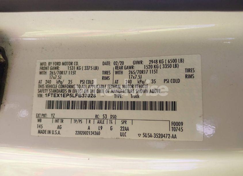 Photo 9 of 2020 Ford F-150 XL (VIN 1FTEX1EP5LFB37028)