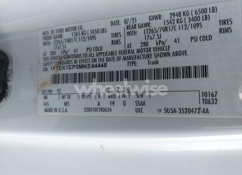 Photo 9 of 2021 Ford F-150 XL (VIN 1FTEX1EP5MKE44448)