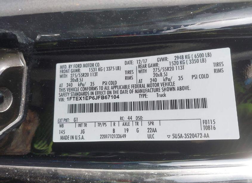 Photo 9 of 2018 Ford F-150 XL (VIN 1FTEX1EP6JFB67104)