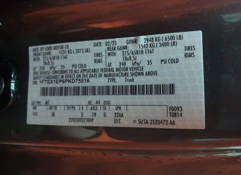 Photo 9 of 2023 Ford F-150 XL (VIN 1FTEX1EP6PKD75516)