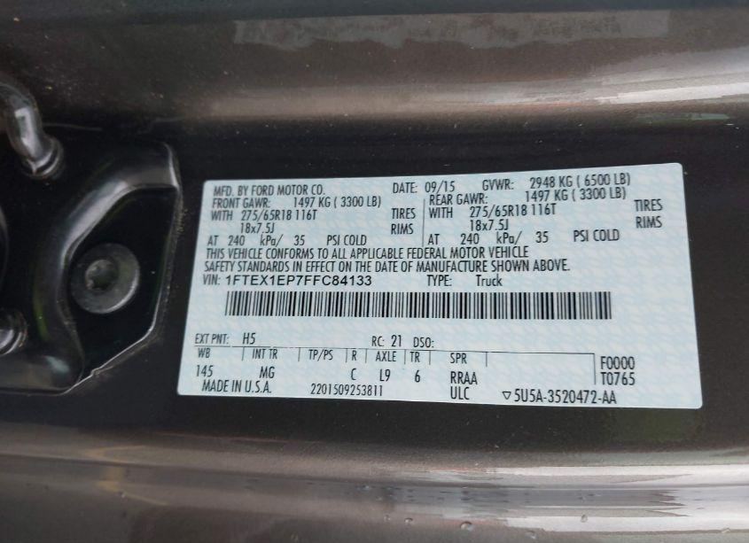 Photo 9 of 2015 Ford F-150 XLT (VIN 1FTEX1EP7FFC84133)