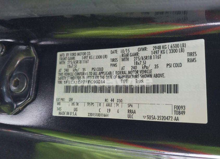 Photo 9 of 2015 Ford F-150 XLT (VIN 1FTEX1EP7FFC90014)