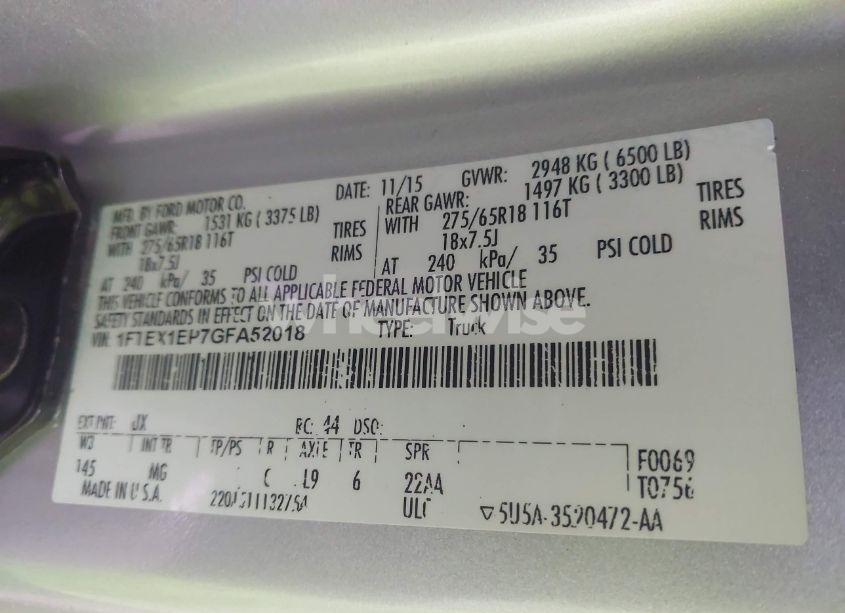 Photo 9 of 2016 Ford F-150 XLT (VIN 1FTEX1EP7GFA52018)