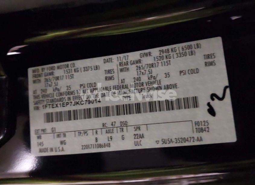 Photo 9 of 2018 Ford F-150 XL (VIN 1FTEX1EP7JKC79014)