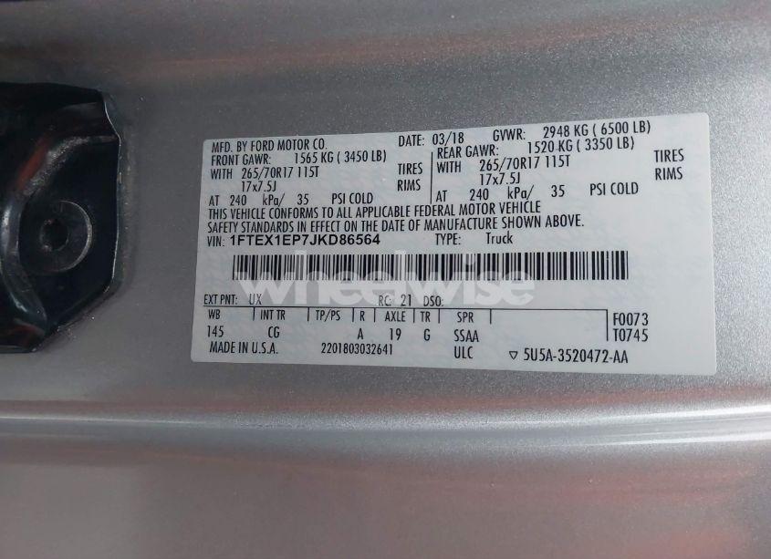 Photo 9 of 2018 Ford F-150 XL (VIN 1FTEX1EP7JKD86564)