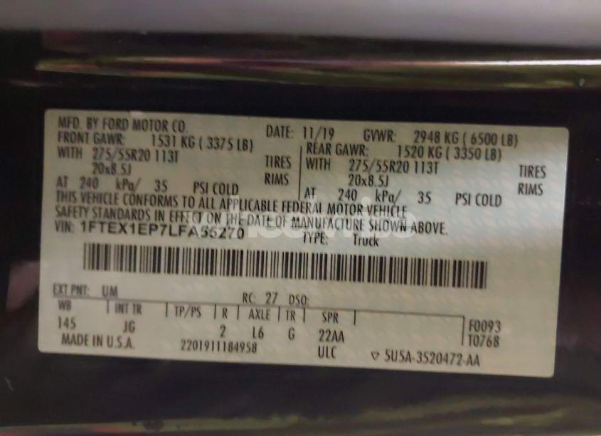 Photo 9 of 2020 Ford F-150 XL (VIN 1FTEX1EP7LFA55270)