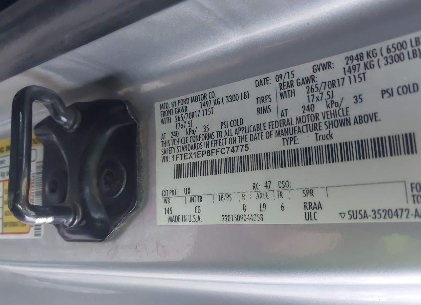 Photo 9 of 2015 Ford F-150 XL (VIN 1FTEX1EP8FFC74775)