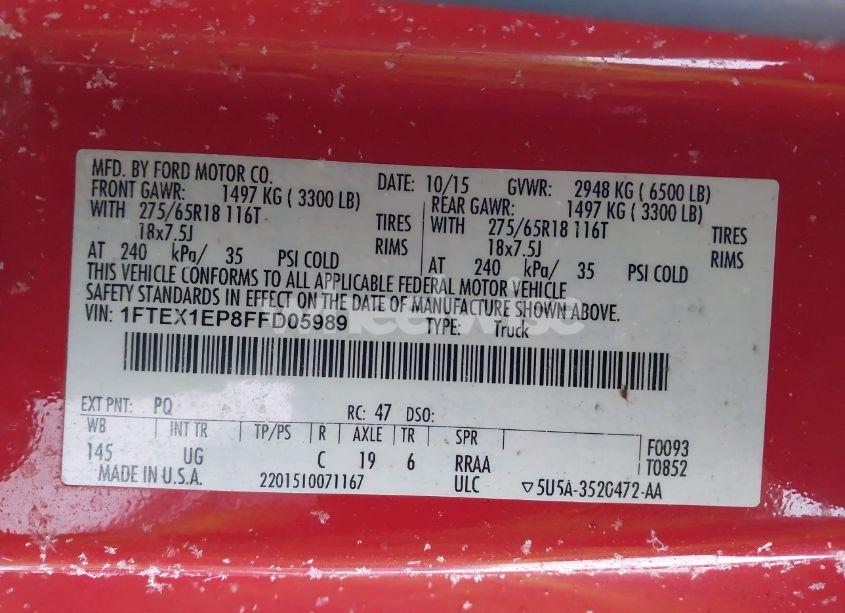 Photo 9 of 2015 Ford F-150 XLT (VIN 1FTEX1EP8FFD05989)