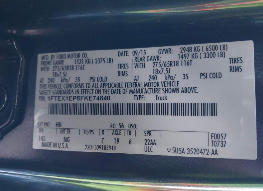 Photo 9 of 2015 Ford F-150 XLT (VIN 1FTEX1EP8FKE74840)