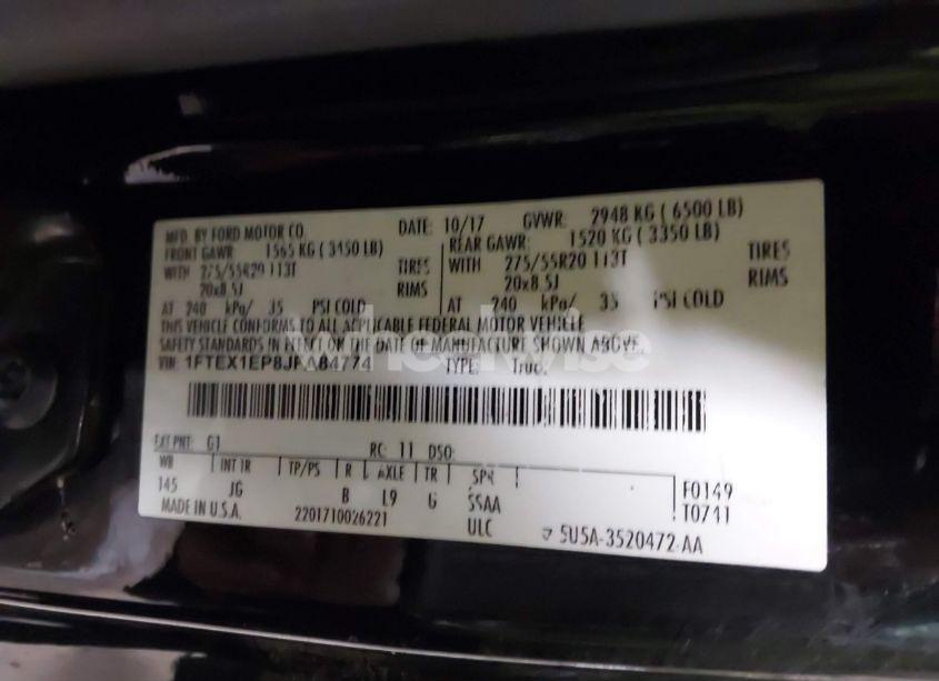 Photo 9 of 2018 Ford F-150 XL (VIN 1FTEX1EP8JFA84774)