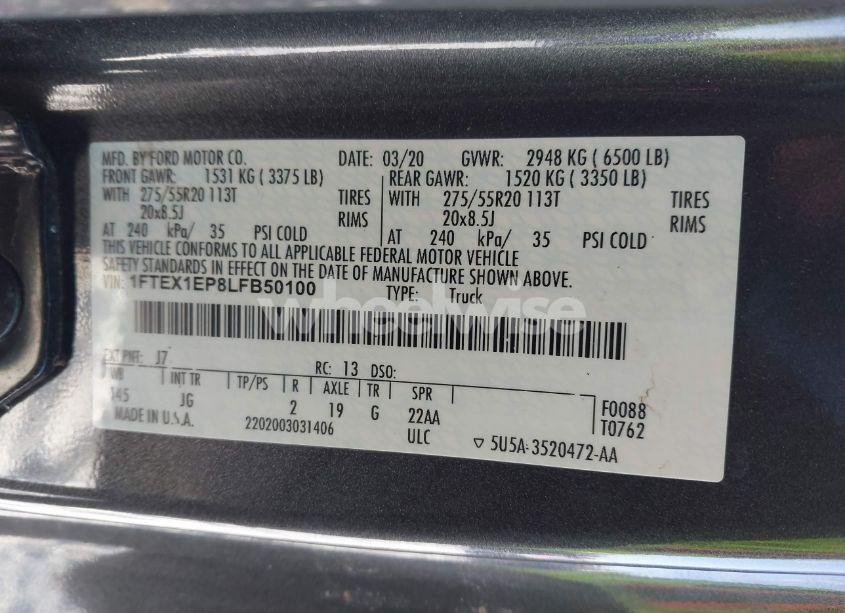 Photo 9 of 2020 Ford F-150 XL (VIN 1FTEX1EP8LFB50100)