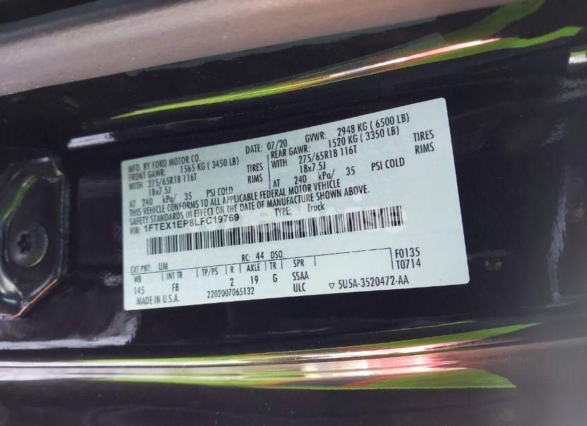 Photo 9 of 2020 Ford F-150 XLT (VIN 1FTEX1EP8LFC19769)