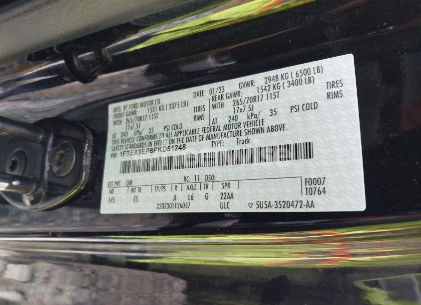 Photo 9 of 2023 Ford F-150 XL (VIN 1FTEX1EP8PKD51248)