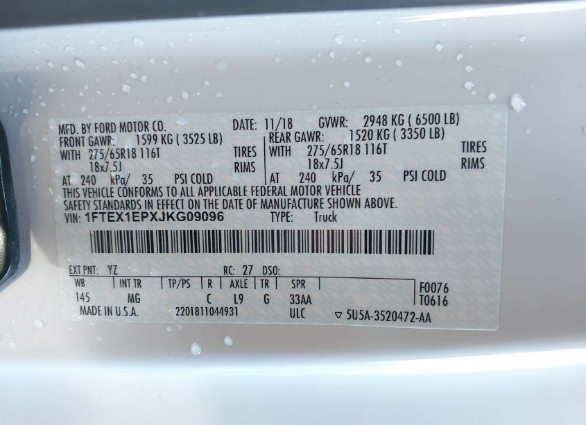 Photo 9 of 2018 Ford F-150 XLT (VIN 1FTEX1EPXJKG09096)