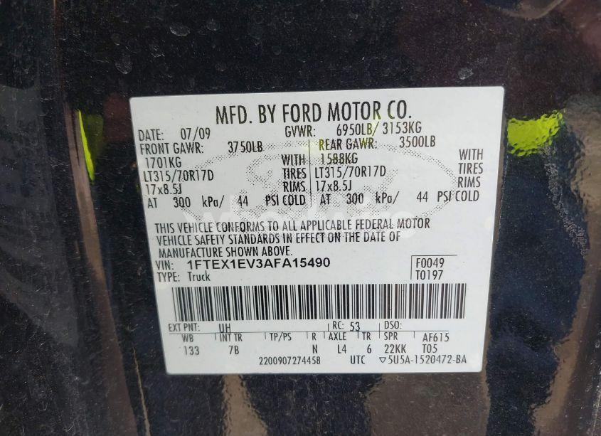 Photo 9 of 2010 Ford F-150 SVT RAPTOR (VIN 1FTEX1EV3AFA15490)