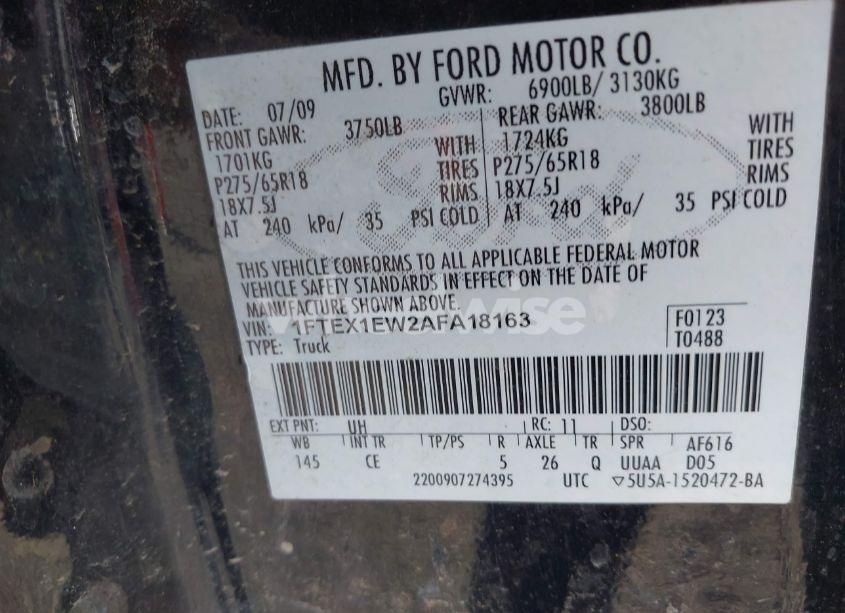 Photo 9 of 2010 Ford F-150 STX/XL (VIN 1FTEX1EW2AFA18163)