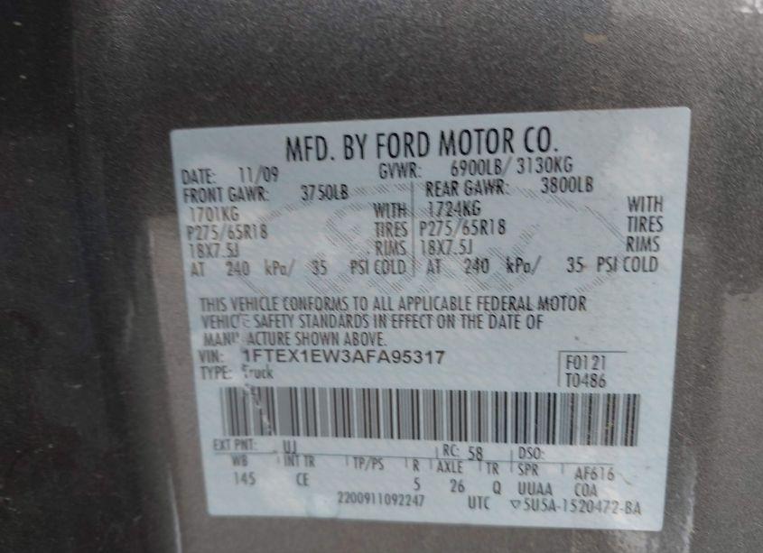 Photo 9 of 2010 Ford F-150 STX/XL (VIN 1FTEX1EW3AFA95317)